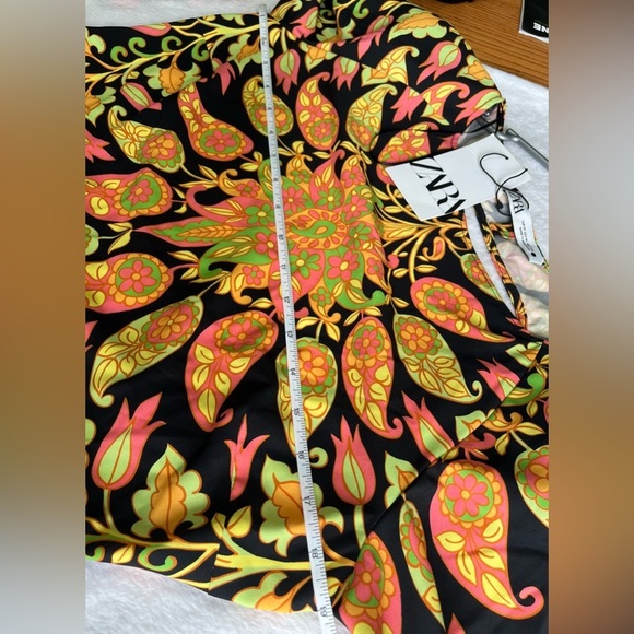 NWT! Zara size medium long sleeve printed mini boho dress multicolored pattern - Picture 10 of 15